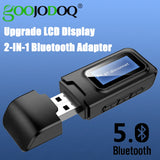 USB Bluetooth Dongle Adapter 5.0 Receiver Transmitter LCD Display Audio 3.5mm AUX Jack Stereo Adapter for Car PC TV Headphones