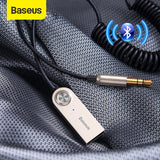 Baseus USB Bluetooth Adapter Aux Bluetooth V5.0 Receiver Audio Transmitter Bluetooth Dongle for Car 3.5mm Jack Car Adapter Cable