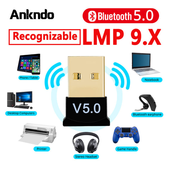 Bluetooth 5.0 Receiver USB Wireless Bluetooth Adapter Audio Dongle Sender for PC Computer Laptop Earphone LMP9.X USB Transmitter