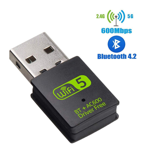 2020 New USB WiFi Bluetooth Adapter 600Mbps Dual Band 2.4/5Ghz Wireless External Receiver Mini WiFi Dongle for PC/Laptop/Desktop